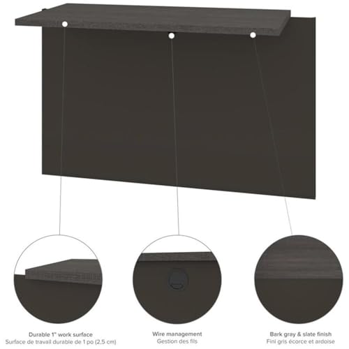 Atlin Designs 6 Piece U-Shaped Computer Desk with Hutch, Bark Gray and Slate Finish, Commercial Grade Particle Board, 66.8" H x 71.1" W x 92.6" D, Reversible Office Workstation with Storage