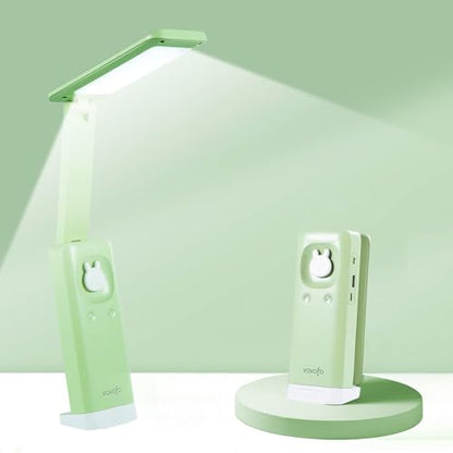 VAVOFO Cute Bunny Desk Lamp, Foldable LED Rechargeable Eye-Caring Reading Light, 3 Color Modes Dimmable Night Light for Kids Girls Bedroom Study Dorm Room (Mint Green) - color: Green