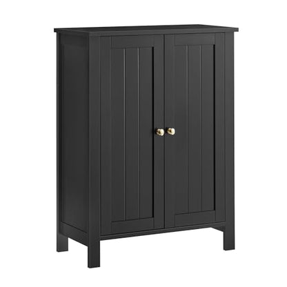 VASAGLE Bathroom Floor Storage Cabinet,2 Adjustable Shelves,Ink Black