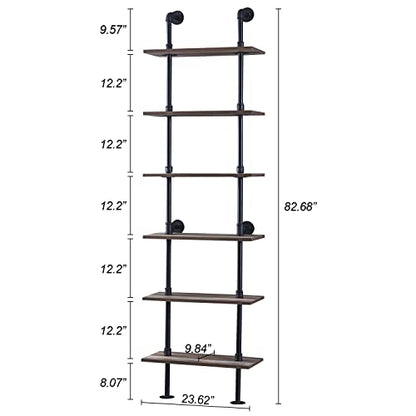 Hombazzar Industrial Pipe Bookshelf,6 Tier Pipe Shelving for Living Room