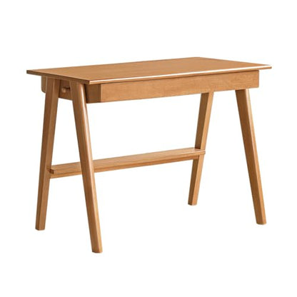 100% Solid Rubber Wood Desk Home Office Desk Mid Century Modern Writing Computer Desk with Drawer for Home Office 31.49" W Natural Wood - color: Natural Wood-rubberwood, size: 31.49"W