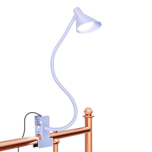 LiFMIRA Desk Lamp Clip on Lamp for Bed, LED Reading Light for Bed Purple | 3 Colors 10 Dimmable Brightness, LED Book Light for Reading in Bed Flexible Clip on Light Clamp Lamp for Bed Headboard Desk - color: Lilac Purple