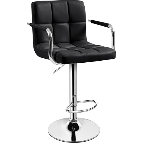 Yaheetech Bar Stool, Swivel with Backs, Adjustable Height, Black - color: Black, size: Set of 1
