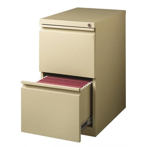 Hirsh 23-in Deep Mobile Pedestal File 2-Drawer File/File. Full Width Pull. Beige - color: Putty