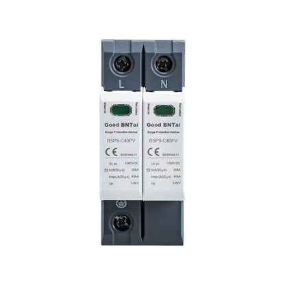 DC Surge Protector, 40KA 1000VDC Voltage Surge Protective Device Protection Device DIN Rail Mount Lighting Protection (BSP9-C40PV 2P 40KA 1000V)