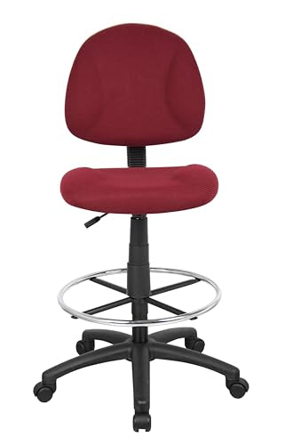 Boss Office Products B1615-BY Ergonomic Works Drafting Chair Without Arms, Burgundy, Mid-Back - color: Burgundy, style: No Arms
