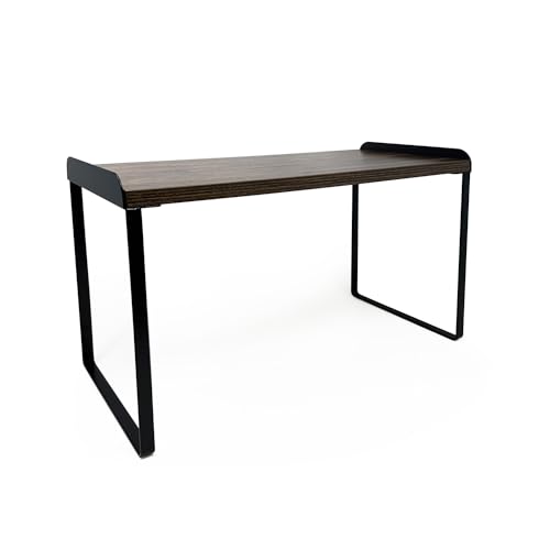 Mitus Stacking Wood Shelf Organizer, Counter Cabinet Storage Rack, 16 inch - color: Black + Walnut Brown, size: 16 IN Large