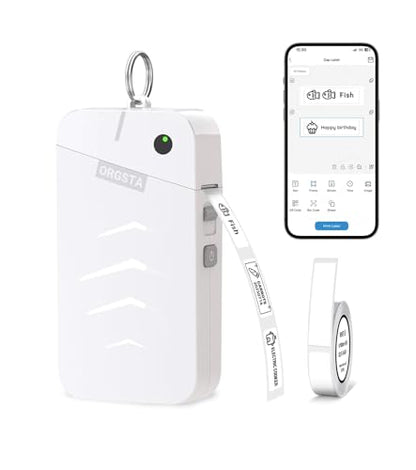 ORGSTA S001 Label Maker Machine with Tape, Portable Bluetooth Label Maker - color: White
