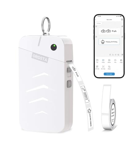 ORGSTA S001 Label Maker Machine with Tape, Portable Bluetooth Label Maker - color: White