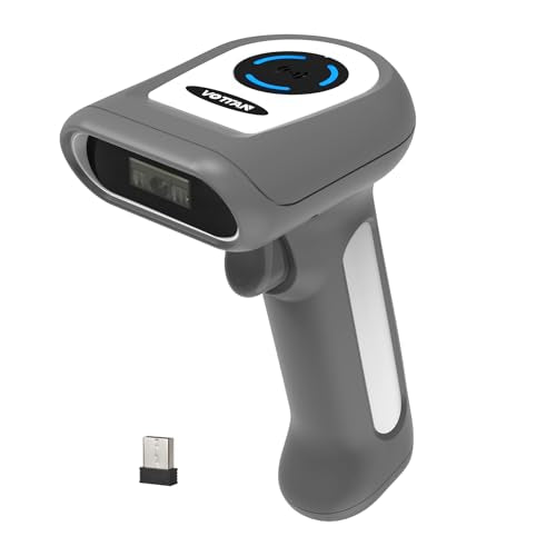 VOTTAN Wireless 1D Barcode Scanner, 5000mAh High-Capacity Battery, UPC EAN Febraban Handheld Barcode Reader