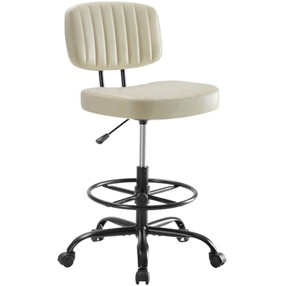 DUMOS Armless Drafting Chair, Standing Desk Chair, Rolling Stool - color: Beige