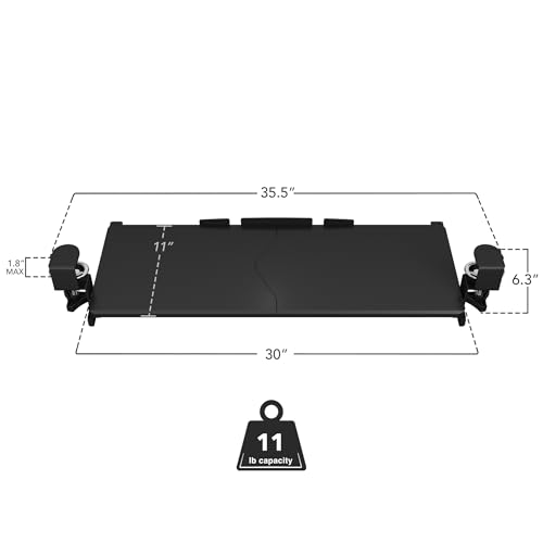 Mount-It! Keyboard Tray Under Desk, 30" (36" Including Clamps) Extra-Wide Pull Out Drawer, No-Drill C-Clamp Mount, Fits Desks 0"–1.77" Thick, Holds 11 lbs, Black - size: 30" x 11"