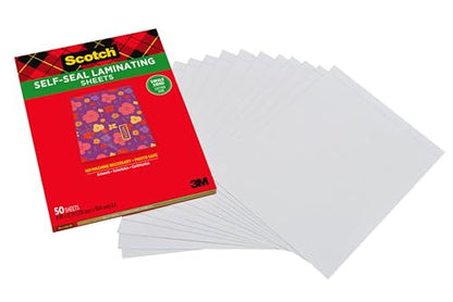 Scotch® Laminating Sheets, 9 in x 12 in, Letter Size Single Sided (Pack of 2) - size: 8 1/2" x 11" (Pack of 2)