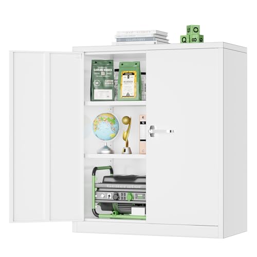 Oakcloud Oakmont Metal Storage Cabinet for Tool Organization, 36" Lockable Garage Storage Cabinets with 2 Doors and 4 Adjustable Shelves, Locking File Cabinet for Office, Home, School (36”-White) - color: White, size: 36" H x 32" W x 16" D