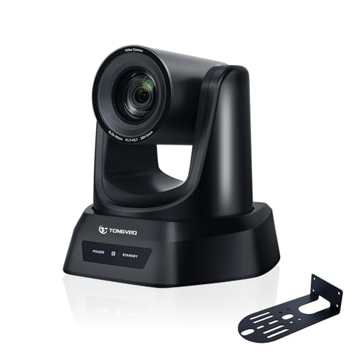 TONGVEO PTZ Camera AI Auto-Tracking 20X Optical Zoom Conference Camera HDMI IP Live Streaming SDI USB3.0 1080P 60fps PoE Supports for Church Services Worship Education with OBS vMix Zoom and More - color: Ink