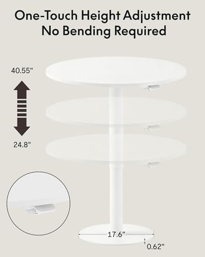 FLEXISPOT 24" Adjustable Height Round Dining Bar Table, Gas Spring Lift - color: White, size: 24‘’