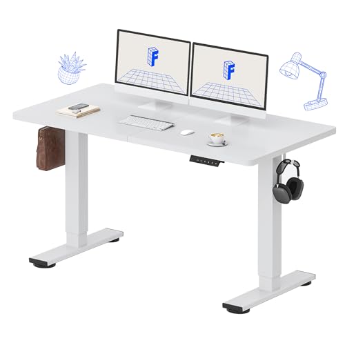 FLEXISPOT 55x24 Inch Electric Standing Desk, White | Home Office, Remote Work, Study Space, Laptop & Monitor Setup, Everyday Use, Spliced Desktop - color: White, size: 55"x24"