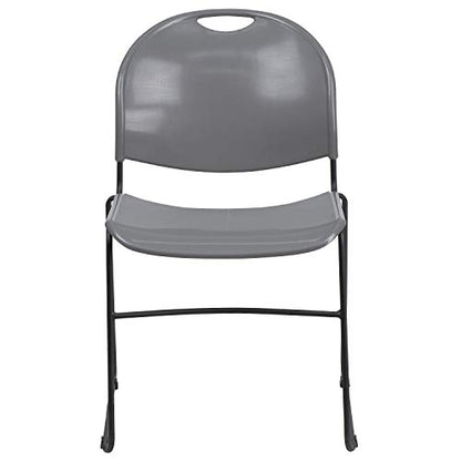 Flash Furniture HERCULES Series 880 lb. Capacity Gray Ultra-Compact Stack Chair with Black Powder Coated Frame | Powder Coated, 880 LBS. Weight Capacity - color: Gray Plastic/Black Frame, size: Set of 1