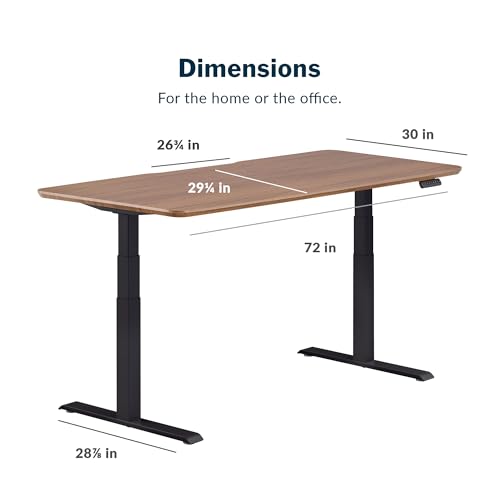 Vari Classic Electric Standing Desk – 72x30 – Walnut/Black - color: Walnut Top / Black Legs, size: 72 in x 30 in