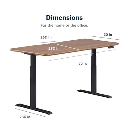 Vari Classic Electric Standing Desk – 72x30 – Walnut/Black - color: Walnut Top / Black Legs, size: 72 in x 30 in