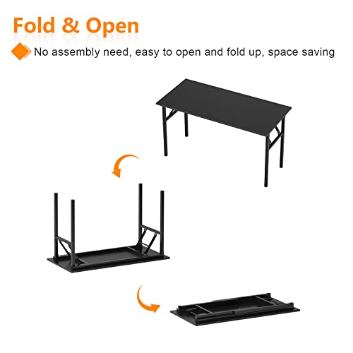 Need Folding Computer Desk - 39.4 Inch Foldable Office Writing Work Study Kids Student Teacher Home Bedroom Table for Small Space, Black | No-Assembly, Sturdy Foldable Desk for Home Office, Bedroom, Dorm Room, Student Study, Collapsible, Compact, Easy Sto