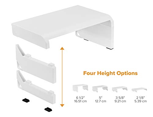Bostitch Office Konnect Adjustable Monitor Stand Riser, 4 Height Adjustments, Built-In Cable Management, Rubber Feet - White - color: White, style: Laptop Stand