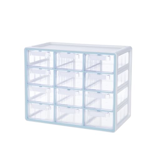 Blue Ginkgo 12-Drawer Storage Cabinet Organizer, Blue, Made in Korea | Stackable. Adjustable. Easy Visibility. - color: BLUE, size: 12 Drawer