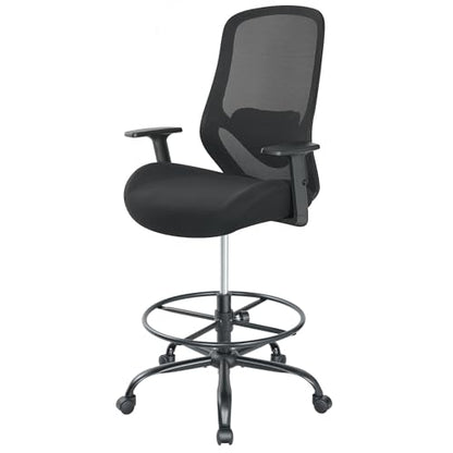 Drafting Office Chair Big and Tall 450lbs Heavy Duty for Standing Desk - color: Black