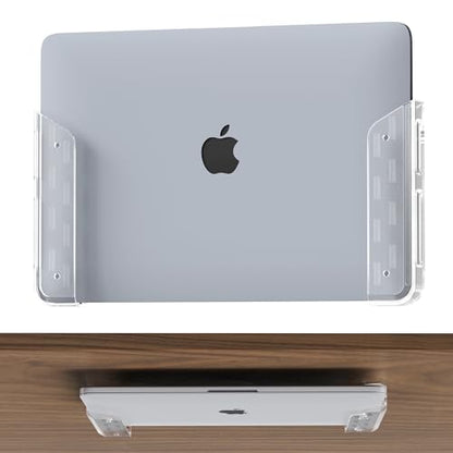 ELETIUO Clear Wall & Under Desk Laptop Mount Holder–Adhesive & Screw in,1.02"/ 26 mm,Anti-Scratch Pads,Universal for MacBooks,Surface,Keyboards,Tablets,Switch &More - color: Transparent