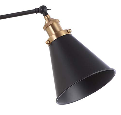 JONATHAN Y Rover 1-Light Wall Sconce 7", Black/Brass Gold | Adjustable Arm, Hardwired Bedside Reading Swing Arm, Farmhouse Cone Shade, Metal Hardwired Indoor Fixture, LED Bulbs Included - color: Black/Brass Gold, size: Set of 1