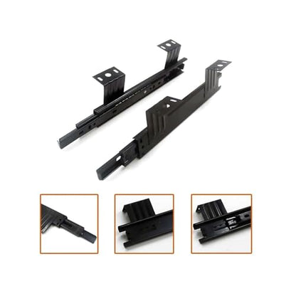 Keyboard Slides Under Desk Heavy Duty 1 Pair ， 10inch/12inch Desk Keyboard Drawer Tray Slide Rail Track- Can Support 40kg- 3 Fold Extension -Black (Size : 290mm/12inch) - size: 290mm/12inch