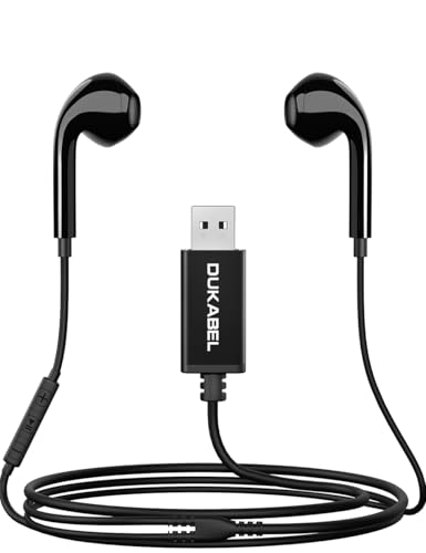 DUKABEL USB Wired Earbuds, PC Headphone with Mic for PC/ PS4/ PS5-6Feet