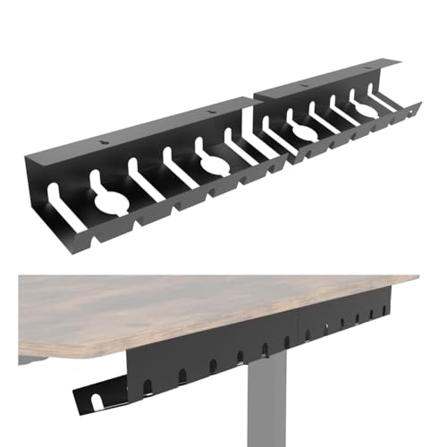 2 Pcs of Under Desk Cable Management Tray for Easy Mounting | Metal U Channel Cable Organizer Box for Office, Home (UnderDeskCM)