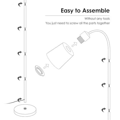 3 Height Floor Lamp, Adjustable Height Standing to Desk Lamp with Flexible Gooseneck, Modern Mid-Century Metal Task Light for Reading, Crafts & Office (Blub Not Included) (1, White)