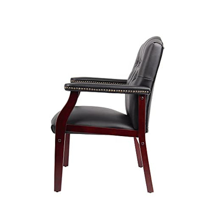 Ergonomic High Back Office Guest Chair - Black Leather Executive Single Chair for Reception & Conference Rooms, Waiting Room, Meeting, Lobby, Church, No Wheels with Arm Fixed Base Design - color: Black