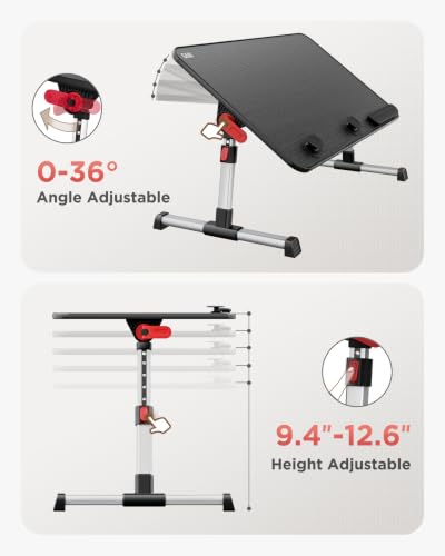 Laptop Desk Table, SAIJI Adjustable Laptop Stand, Portable Lap Desks - color: Black, size: 20.5*11.8 inches