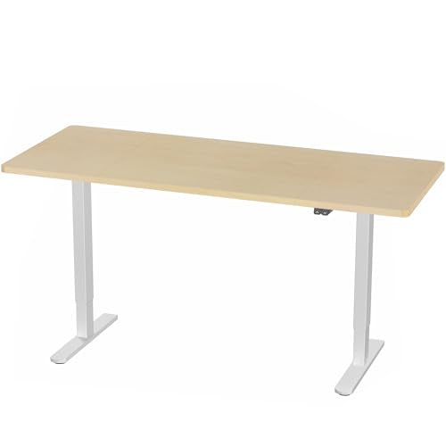 VIVO Light Wood 60 x 24 in Standing Desk, DESK-KIT-W06C - color: Light Wood Top / White Frame, size: 60 x 24 inch