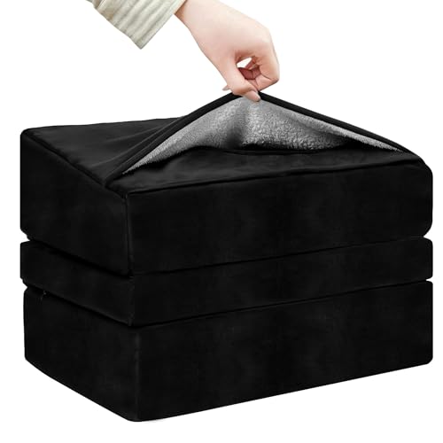 3 Adjustable Heights Foot Rest for Under Desk at Work, Comfortable Footrest with Warm Plush Feet Pocket, Washable Cover, Foot Stools for Office, Chair and Gaming - Leg Pain Relief (Black)