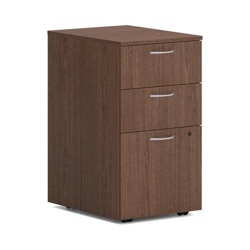 HON MOD Mobile File Cabinet, 3 Storage Drawers Filing Cabinet, Walnut - color: Walnut, style: 2 Box Drawers / 1 File Drawer