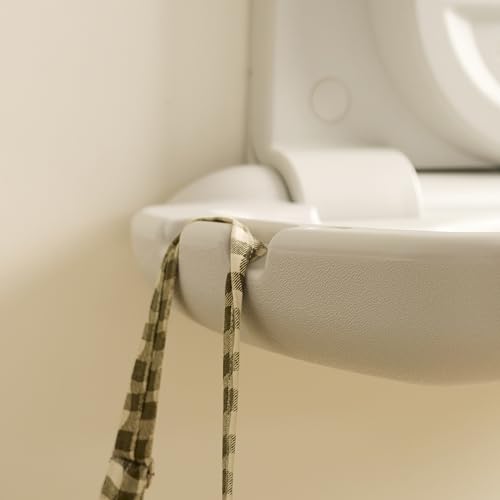 SlimFold Commercial Baby Changing Station, Wall-Mounted, White Granite | High-density plastic, pneumatic mechanism, 50 lb capacity, ASTM, ADA compliant, diaper bag hooks, for commercial restroom use