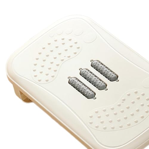 Office Desk Footrest Rocking Foot Stool Ergonomic Support Massage Rollers Solid PP Material Suitable for Working Adults Kids Home, White - color: White