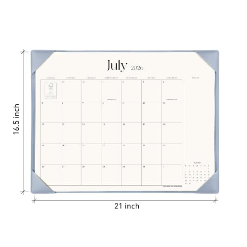 Simplified Desk Calendar 2026 with Desktop Mat, Cabbrix Large Desk Pad Calendar 21" x 16-1/2" Including July 2026 to December 2027 Desk Blotter Calendar for Home School and Office (Blue) - color: Blue