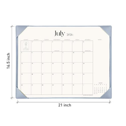 Simplified Desk Calendar 2026 with Desktop Mat, Cabbrix Large Desk Pad Calendar 21" x 16-1/2" Including July 2026 to December 2027 Desk Blotter Calendar for Home School and Office (Blue) - color: Blue