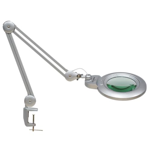 Bifocals Magnifying Desk Lamp with Clamp, 5 Diopter with 20 Diopter, 6 Inch Detachable Lens and 120PCS LEDs, 3 Color Modes 1200 Lumens Swivel Arm Magnifying Lamp with Light for Crafts (Silver) - color: Silver