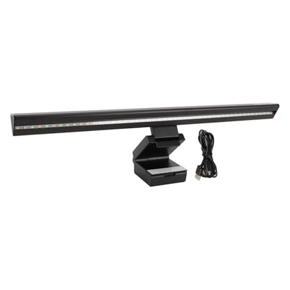 RGB Computer Light Bar with Music Sync, Dimmable LED Screen Lamp, 5 Color Temperatures Stepless Dimming Touch Control, Anti - Glare Dual Light for Desk and Gaming Setup