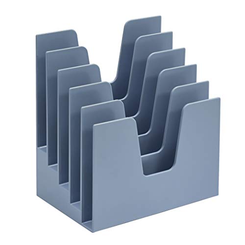 Acrimet 5 Section Incline File Sorter Organizer, Desktop Mail Holder, Blue | Durable Plastic, Space-saving Design, Easy Document Access, Ideal for Office, Home and School Use - color: Grey