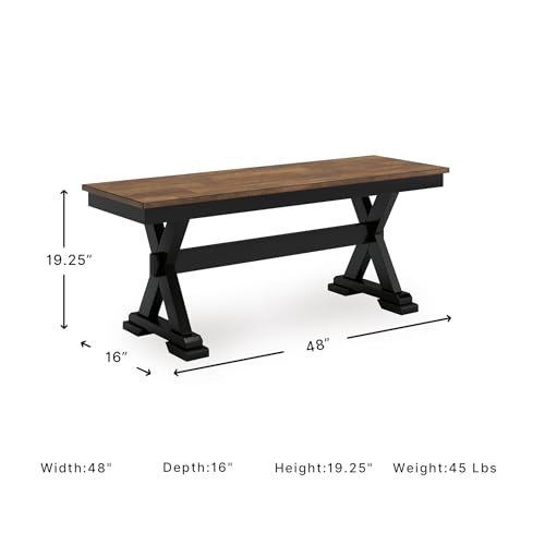 Signature Design by Ashley 1-Piece Wood Dining Bench, 48" 2-Tone Farmhouse - style: Dining Bench