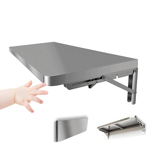 304 Stainless Steel Wall Mount Folding Table 16 20 24 28 32 36 40 43 47 51 59 71in Kitchen Storage Shelf Drop Down Heavy Duty Foldable Wall Mount Shelving for Kitchen Balcony(70x30cm/27.5x11.8in) - size: 70x30cm/27.5x11.8in