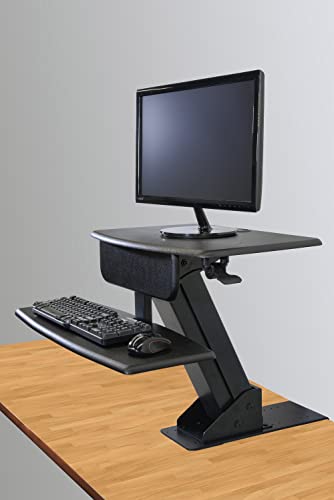 Kantek Standing Desk Converter, Clamps to Desk for Stability & Space, Adjustable Upto 23", Sit to Stand Home Office Workstation, Grommet Hole, Black,STS800 - color: Black, style: Desk Mounted System