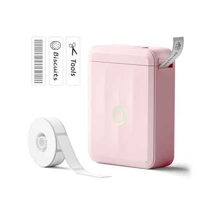 NIIMBOT D110 Upgrade Mini Label Maker, Bluetooth Thermal Printer for Daily - color: Pink, style: Label Machine with 1 Label Tape
